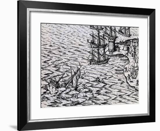 Shipwreck of Caravel, Illustration from Conquest of River Plate-null-Framed Giclee Print