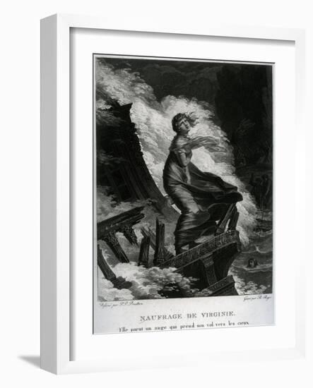 Shipwreck of Virginie, Illustration for 'Paul Et Virginie' by Bernardin De Saint-Pierre-Pierre-Paul Prud'hon-Framed Giclee Print