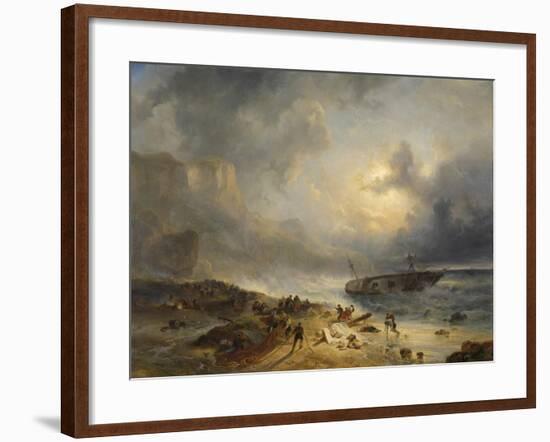 Shipwreck Off a Rocky Coast-Wijnand Nuijen-Framed Art Print