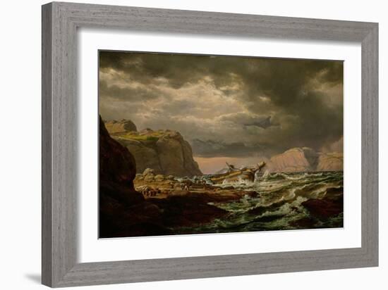 Shipwreck on the Norwegian Coast-Johan Christian Clausen Dahl-Framed Giclee Print