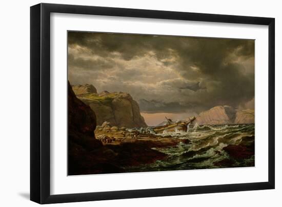 Shipwreck on the Norwegian Coast-Johan Christian Clausen Dahl-Framed Giclee Print