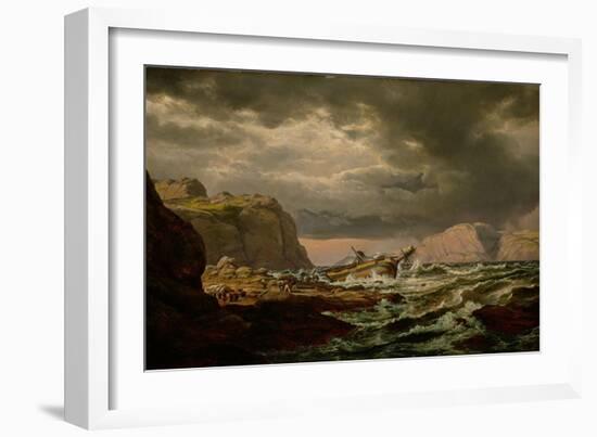 Shipwreck on the Norwegian Coast-Johan Christian Clausen Dahl-Framed Giclee Print