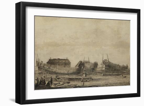 Shipyard of the Amsterdam Admiralty-Ludolf Bakhuysen-Framed Art Print