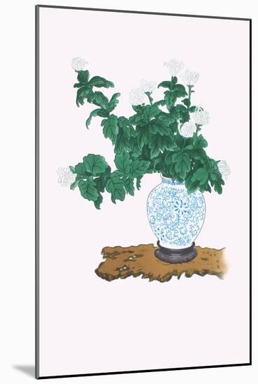 Shiragiku (White Chrysanthemum) In a Blue And White Tsubo-Josiah Conder-Mounted Art Print