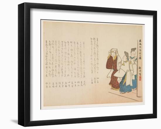 Shirine Maiden at Itsukushima on the New Year's Day, January 1857-Ueda K?ch?-Framed Giclee Print