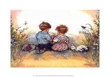 Reading - Alfie Illustrated Print-Shirley Hughes-Giclee Print