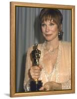 Shirley MacLaine Holding Her Oscar in Press Room at Academy Awards-John Paschal-Framed Premier Image Canvas