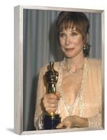 Shirley MacLaine Holding Her Oscar in Press Room at Academy Awards-John Paschal-Framed Premier Image Canvas