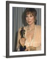 Shirley MacLaine Holding Her Oscar in Press Room at Academy Awards-John Paschal-Framed Premium Photographic Print