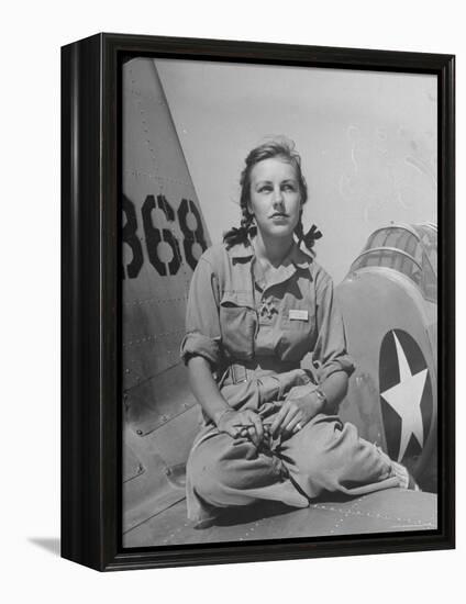 Shirley Slade Pilot Trainee in Women's Flying Training Detachment, Sporting Pigtails, GI Coveralls-Peter Stackpole-Framed Premier Image Canvas