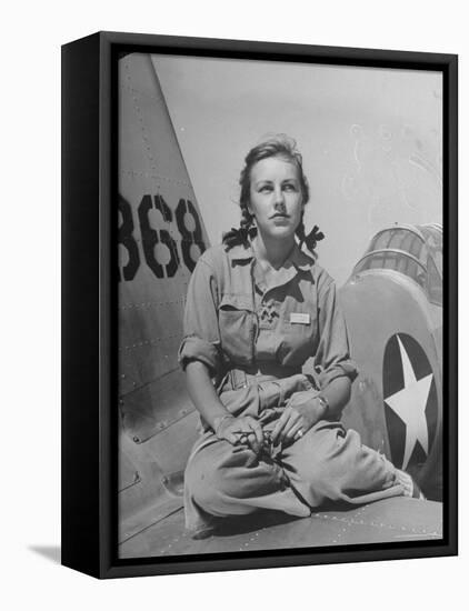 Shirley Slade Pilot Trainee in Women's Flying Training Detachment, Sporting Pigtails, GI Coveralls-Peter Stackpole-Framed Premier Image Canvas