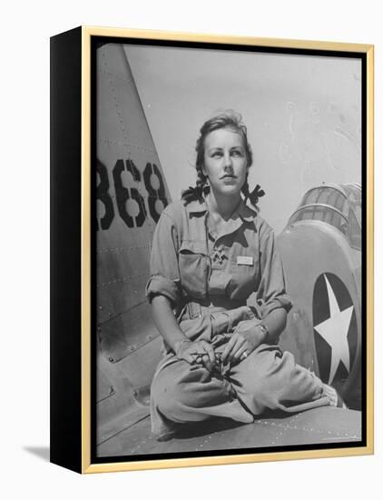 Shirley Slade Pilot Trainee in Women's Flying Training Detachment, Sporting Pigtails, GI Coveralls-Peter Stackpole-Framed Premier Image Canvas