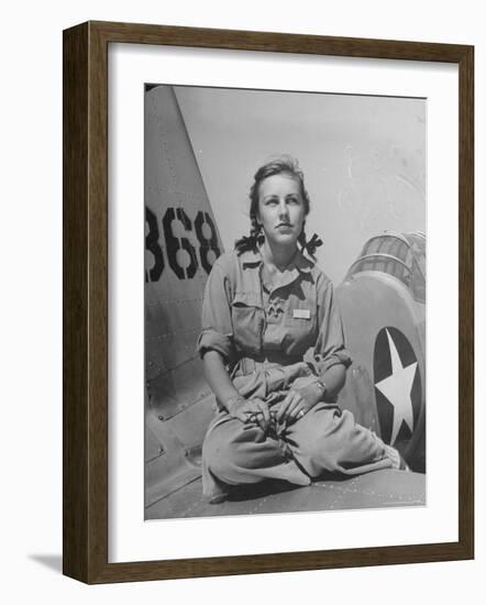 Shirley Slade Pilot Trainee in Women's Flying Training Detachment, Sporting Pigtails, GI Coveralls-Peter Stackpole-Framed Photographic Print