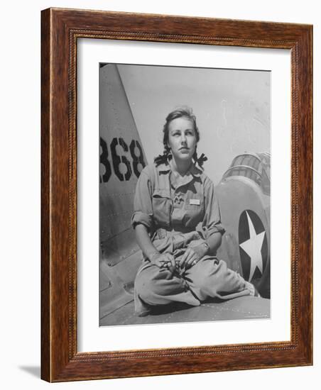 Shirley Slade Pilot Trainee in Women's Flying Training Detachment, Sporting Pigtails, GI Coveralls-Peter Stackpole-Framed Photographic Print