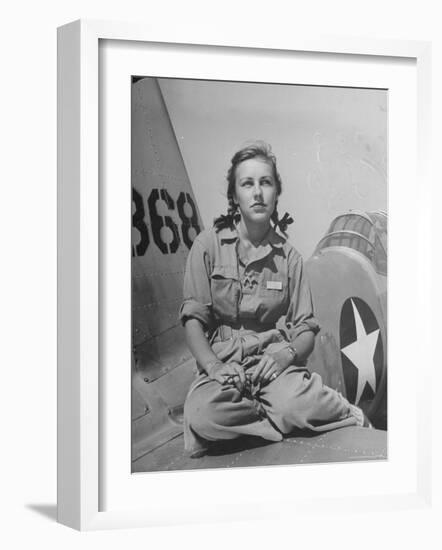 Shirley Slade Pilot Trainee in Women's Flying Training Detachment, Sporting Pigtails, GI Coveralls-Peter Stackpole-Framed Photographic Print