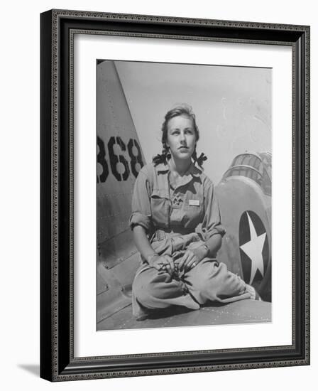 Shirley Slade Pilot Trainee in Women's Flying Training Detachment, Sporting Pigtails, GI Coveralls-Peter Stackpole-Framed Photographic Print