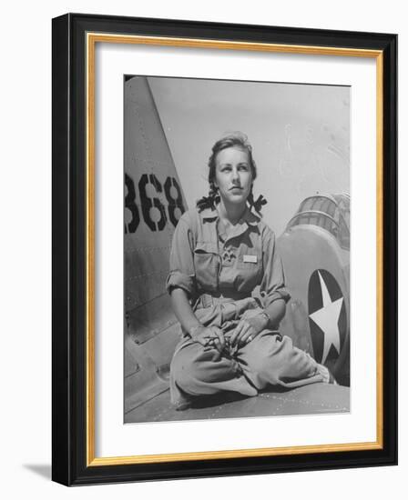 Shirley Slade Pilot Trainee in Women's Flying Training Detachment, Sporting Pigtails, GI Coveralls-Peter Stackpole-Framed Photographic Print