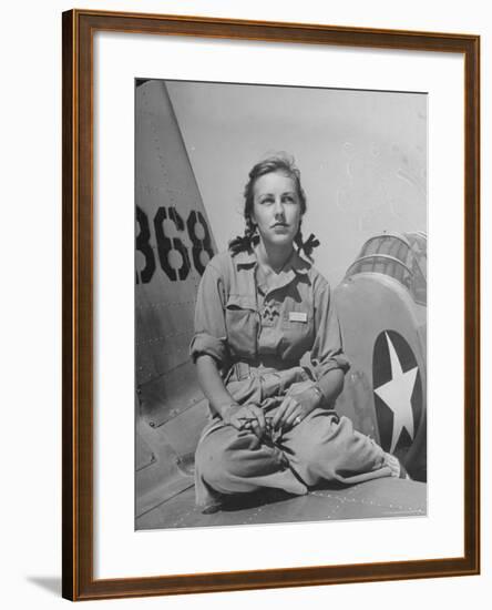 Shirley Slade Pilot Trainee in Women's Flying Training Detachment, Sporting Pigtails, GI Coveralls-Peter Stackpole-Framed Photographic Print