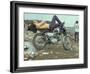 Shirtless Man in Levi Strauss Jeans Lying on Motorcycle Seat at Woodstock Music Festival-Bill Eppridge-Framed Photographic Print
