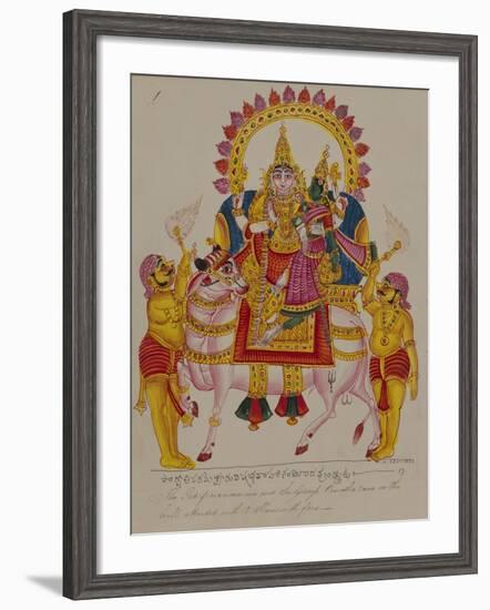 Shiva and Parvati on the Bull Nandi, India-null-Framed Giclee Print