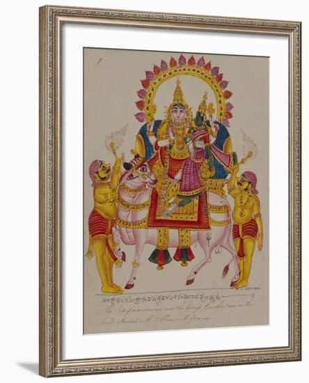 Shiva and Parvati on the Bull Nandi, India-null-Framed Giclee Print