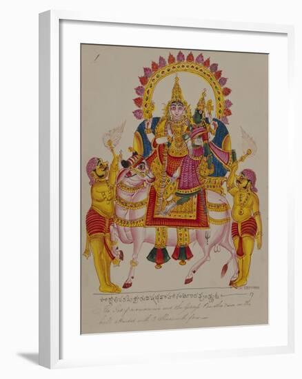 Shiva and Parvati on the Bull Nandi, India-null-Framed Giclee Print