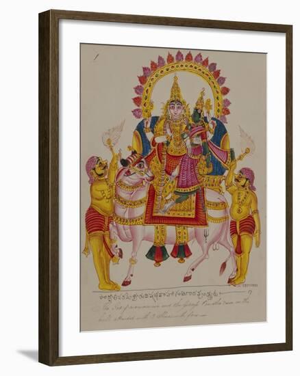 Shiva and Parvati on the Bull Nandi, India-null-Framed Giclee Print