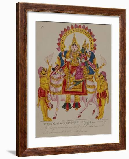 Shiva and Parvati on the Bull Nandi, India-null-Framed Giclee Print