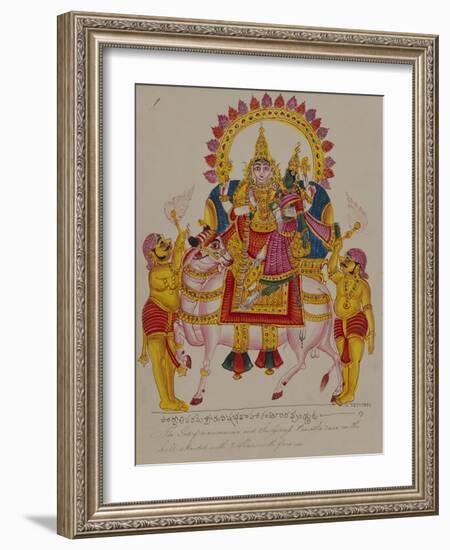 Shiva and Parvati on the Bull Nandi, India-null-Framed Giclee Print