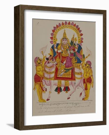 Shiva and Parvati on the Bull Nandi, India-null-Framed Giclee Print