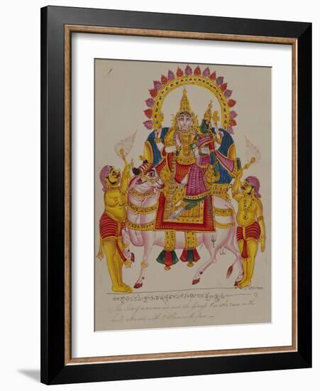 Shiva and Parvati on the Bull Nandi, India-null-Framed Giclee Print