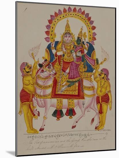 Shiva and Parvati on the Bull Nandi, India-null-Mounted Giclee Print
