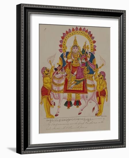 Shiva and Parvati on the Bull Nandi, India-null-Framed Giclee Print