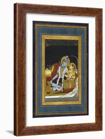 Shiva and Parvati Seated on a Terrace-null-Framed Art Print