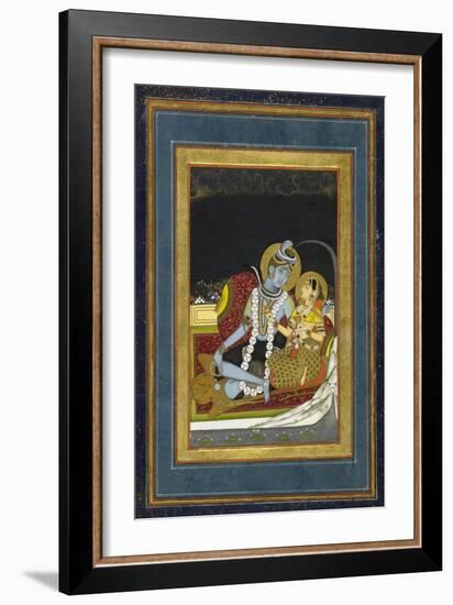 Shiva and Parvati Seated on a Terrace-null-Framed Art Print