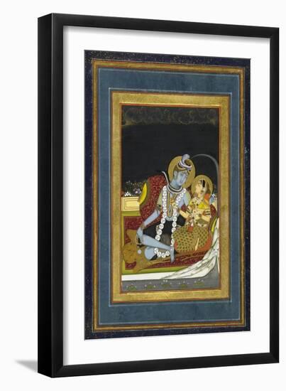 Shiva and Parvati Seated on a Terrace--Framed Art Print