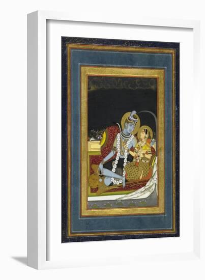 Shiva and Parvati Seated on a Terrace-null-Framed Art Print