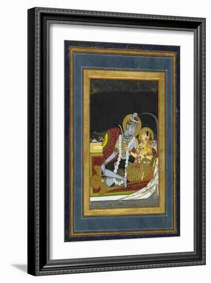 Shiva and Parvati Seated on a Terrace--Framed Art Print