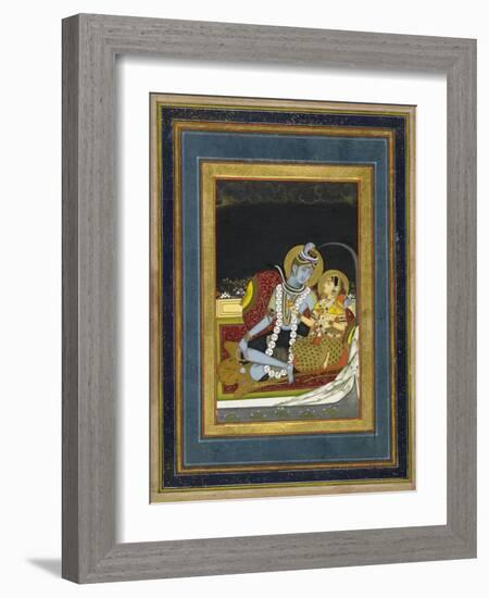 Shiva and Parvati Seated on a Terrace-null-Framed Art Print