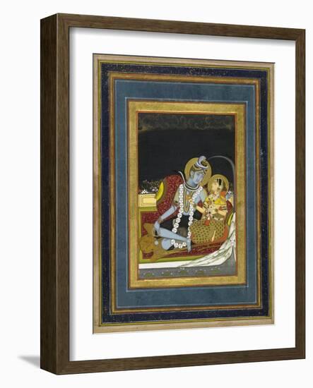 Shiva and Parvati Seated on a Terrace-null-Framed Art Print