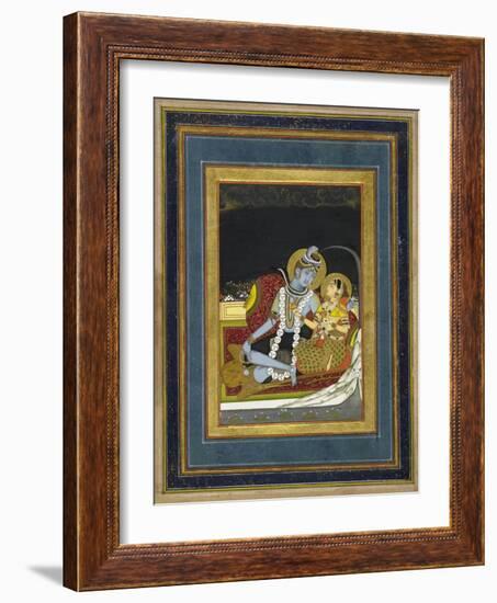 Shiva and Parvati Seated on a Terrace-null-Framed Art Print