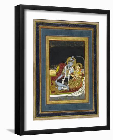 Shiva and Parvati Seated on a Terrace-null-Framed Art Print