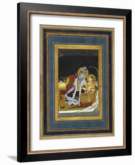 Shiva and Parvati Seated on a Terrace-null-Framed Art Print