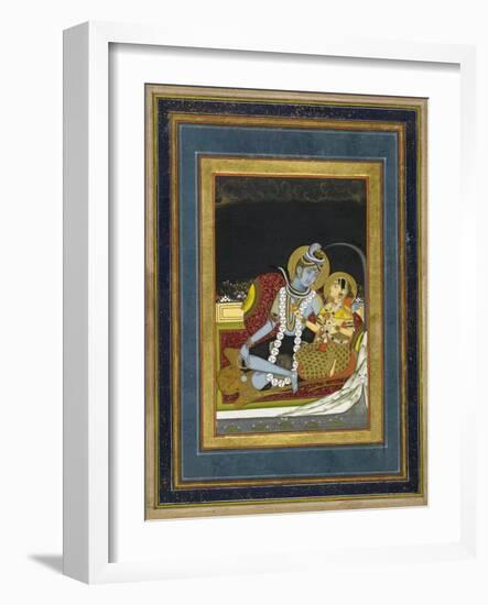 Shiva and Parvati Seated on a Terrace-null-Framed Art Print