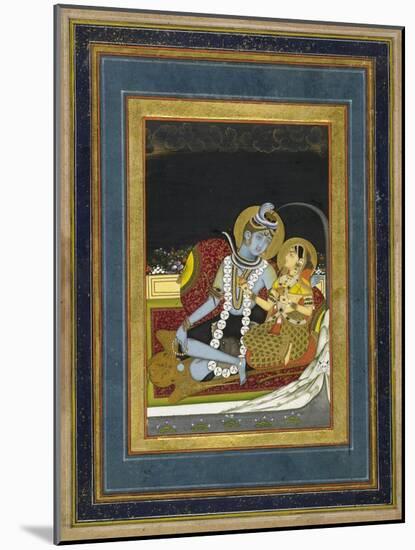 Shiva and Parvati Seated on a Terrace-null-Mounted Art Print