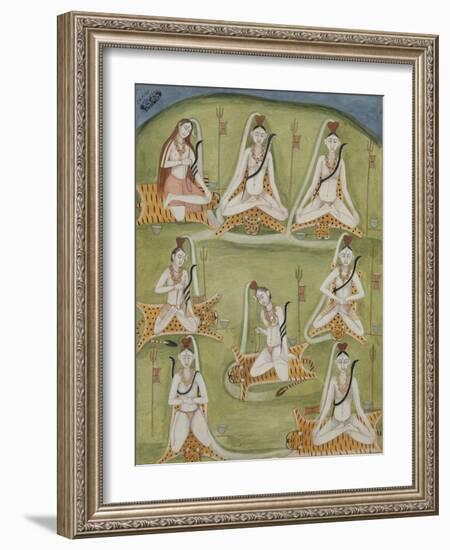 Shiva in Eight Yogic Postures, India-null-Framed Giclee Print