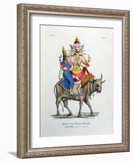 Shiva, One of the Gods of the Hindu Trinity (Trimurt) with His Consort Parvati, C19th Century-A Geringer-Framed Giclee Print