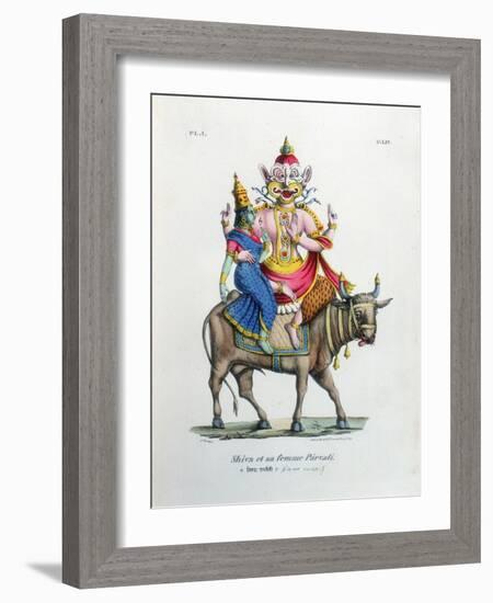 Shiva, One of the Gods of the Hindu Trinity (Trimurt) with His Consort Parvati, C19th Century-A Geringer-Framed Giclee Print