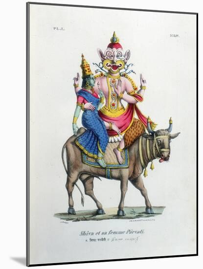 Shiva, One of the Gods of the Hindu Trinity (Trimurt) with His Consort Parvati, C19th Century-A Geringer-Mounted Giclee Print