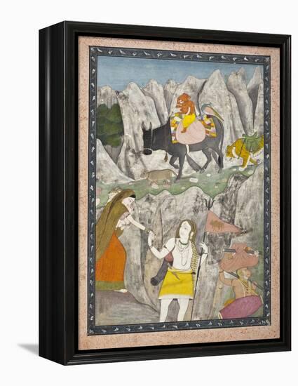 Shiva's Family on the March-null-Framed Stretched Canvas